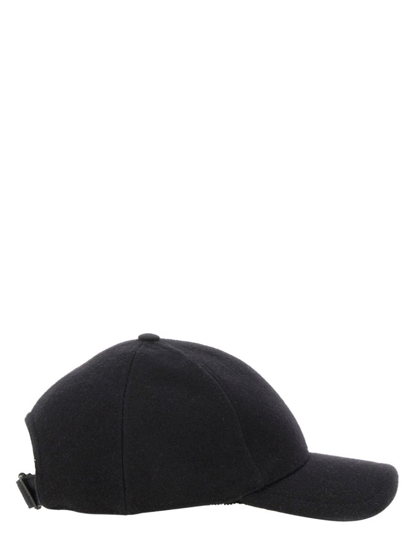 Saint Laurent Black Cotton Baseball Cap With Structured Crown
