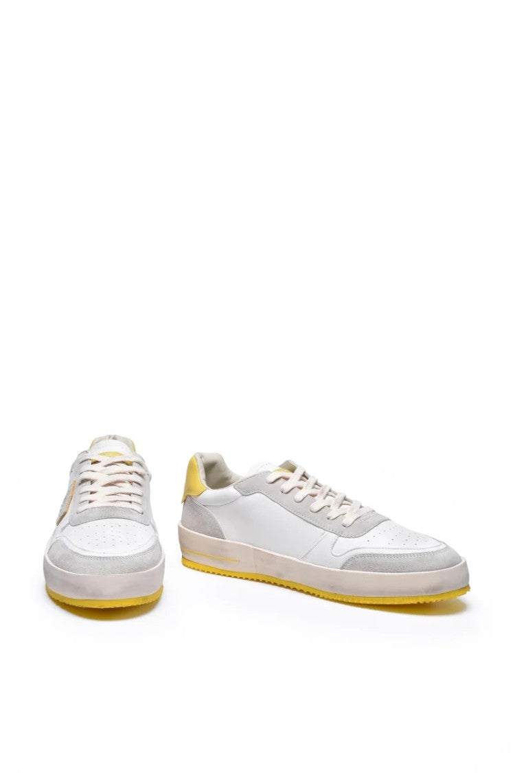 Philippe Model White Yellow Nice Low Leather Sneakers