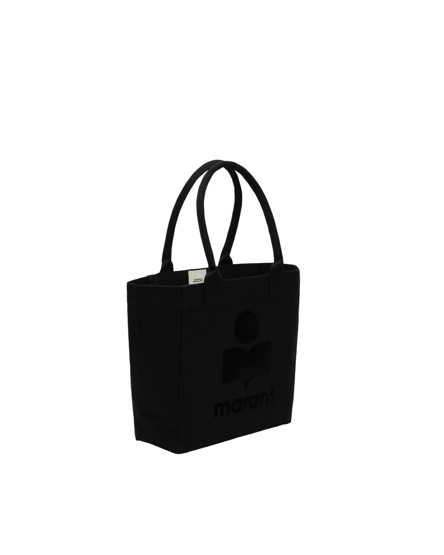 Isabel Marant Faded Black Cotton Logo Tote Bag