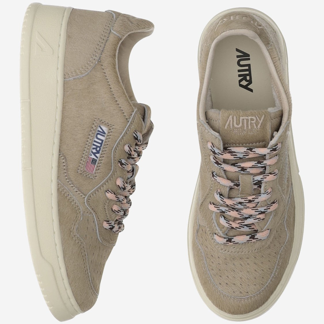 Autry Beige Suede Medalist Low Sneakers With Lace-Up Front