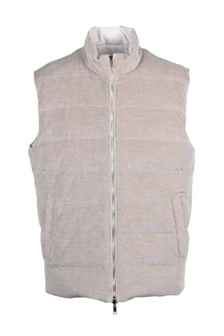 Eleventy Velvet Puffer Vest - Beige
