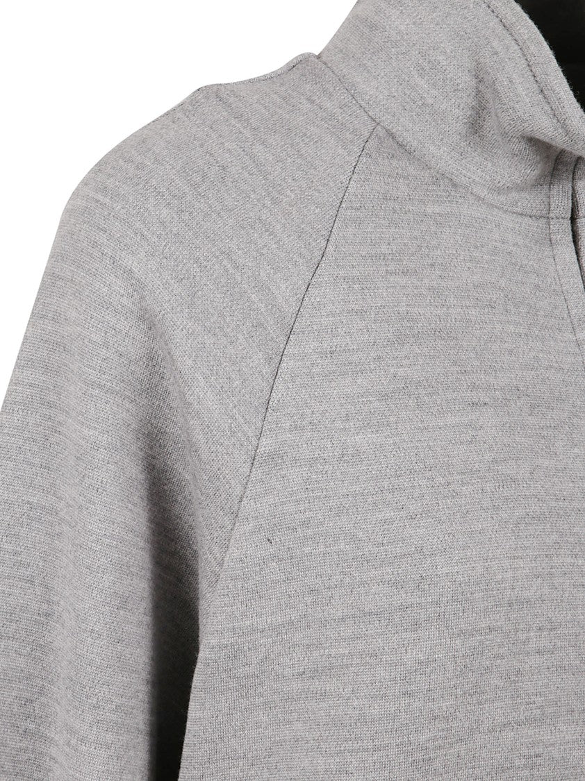 Max Mara High Collar Grey Sweater With Full Zip
