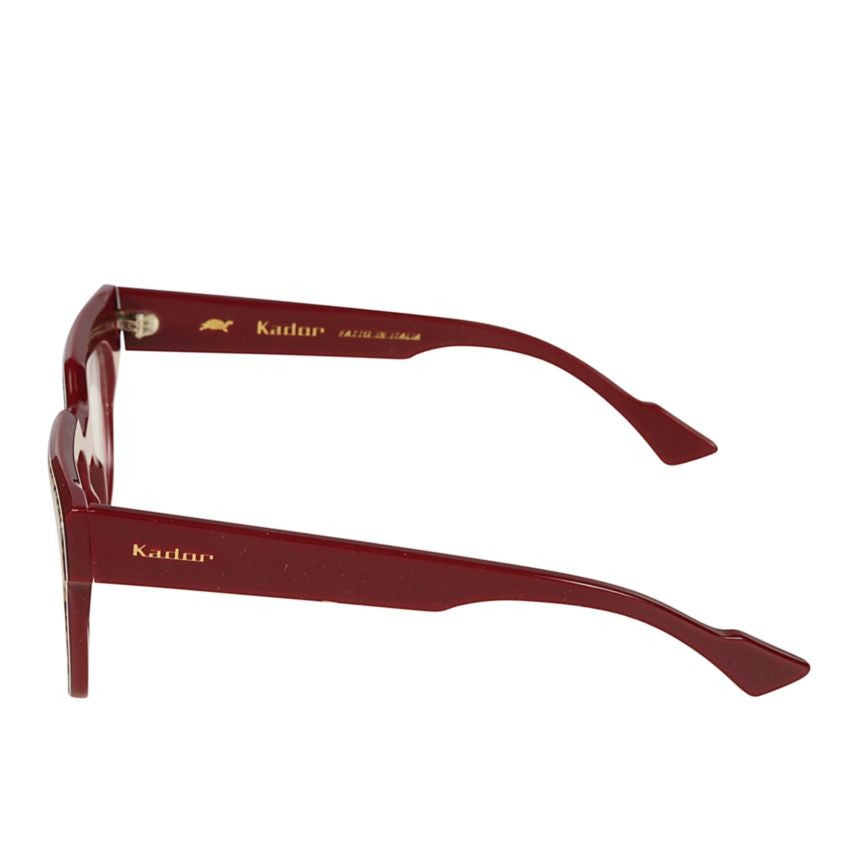 Kador Tanya Leopard Print Square Frame Sunglasses With Burgundy Arms