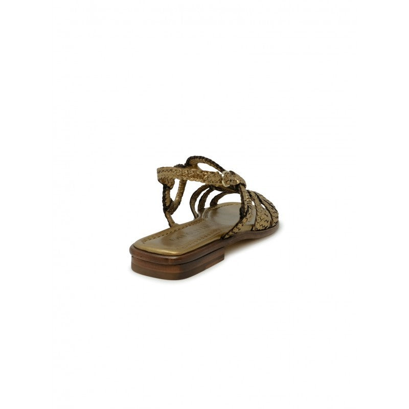 Pons Quintana Bronze Leather Tina Flat Sandals