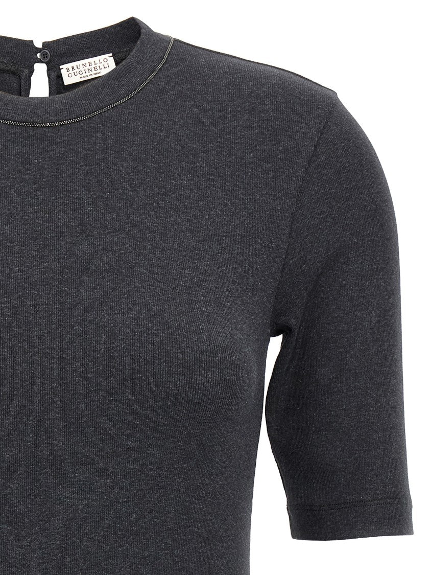 Brunello Cucinelli Micro Ribbed Stretch Cotton T-Shirt