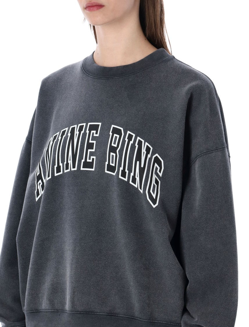 Anine Bing Miles Washed Black Cotton Sweatshirt