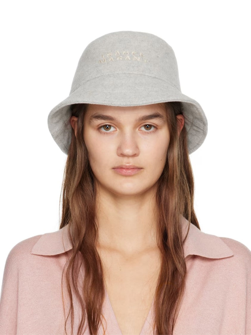 Isabel Marant Giorgia Wool Felt Logo Bucket Hat