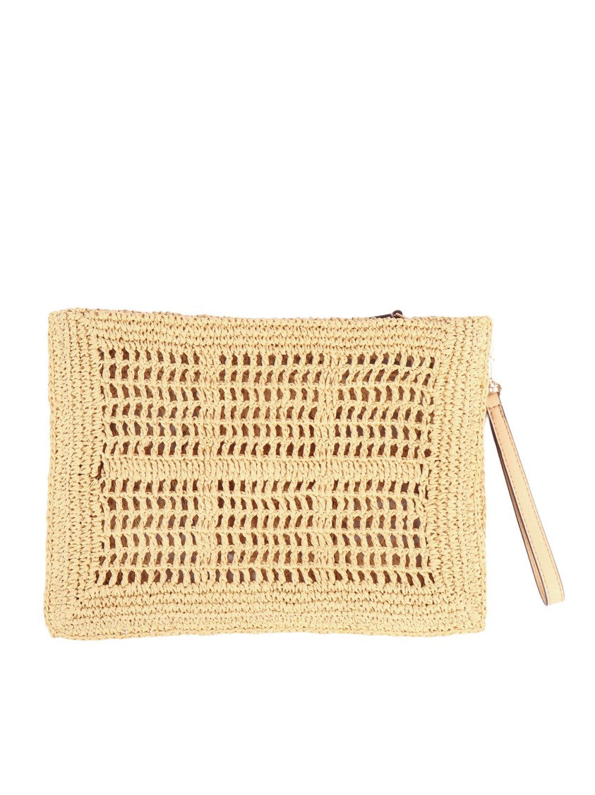 Tory Burch Ella Hand Crocheted Straw Pouch