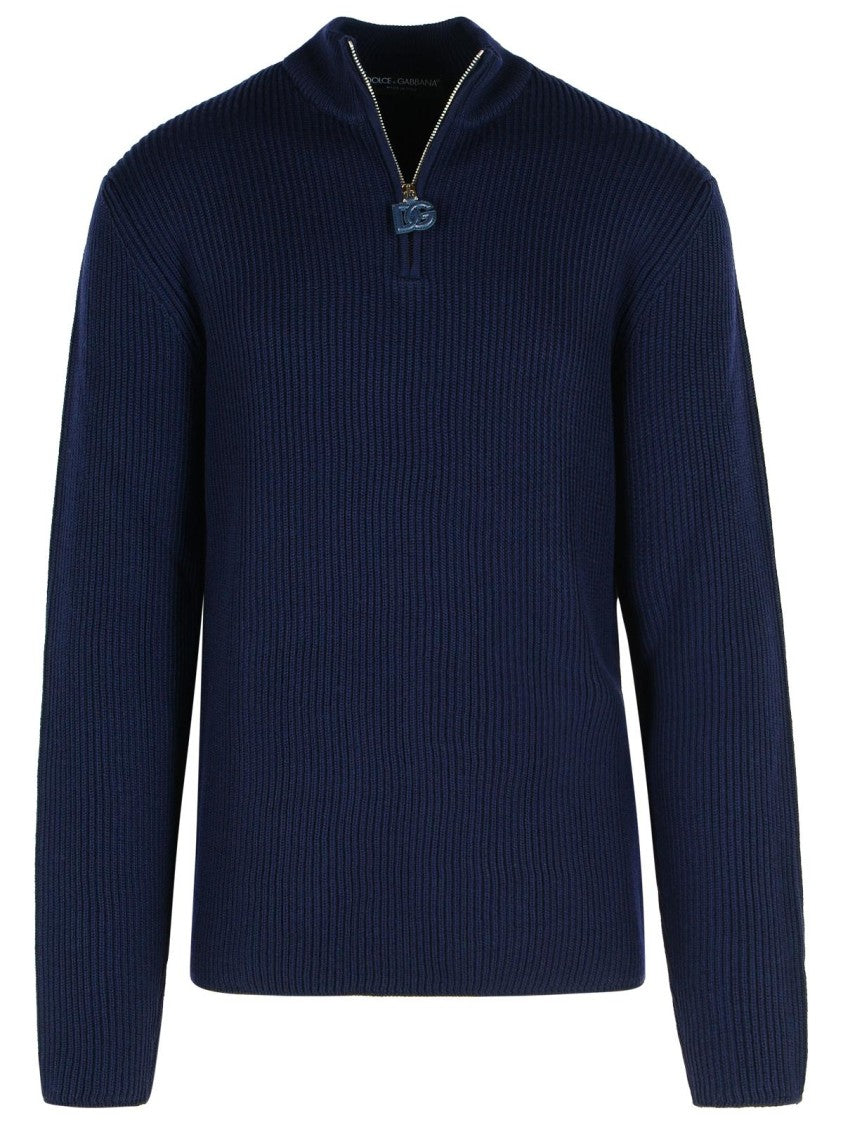 Dolce & Gabbana Navy Virgin Wool Sweater