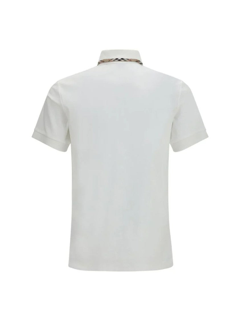 Burberry Cotton Polo Shirt With Check Collar Detail