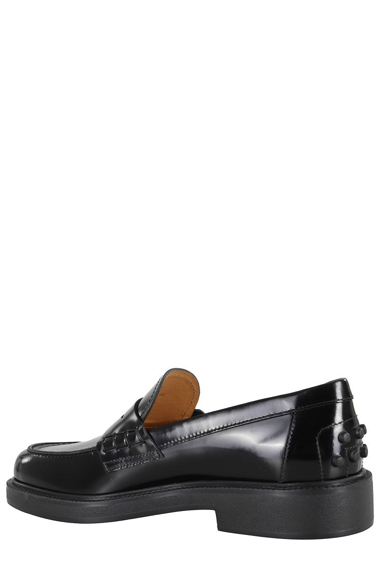 Tod's Polished Leather Loafers With Grommet-Detail Heel