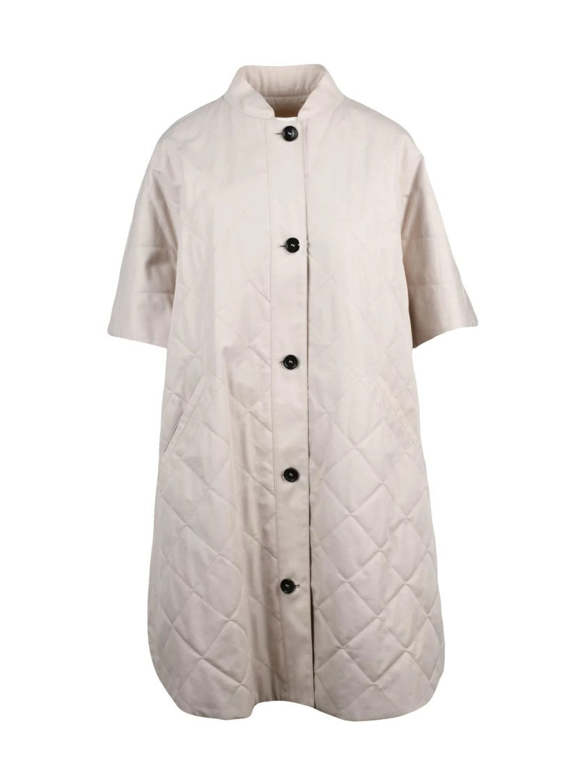 Max Mara Quilted Beige Max Mara Borella Cape With Button Closure And Side Pockets