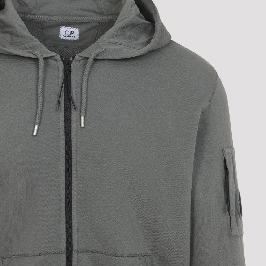 C.P. Company Zip Lens Grey Cotton Hoodie