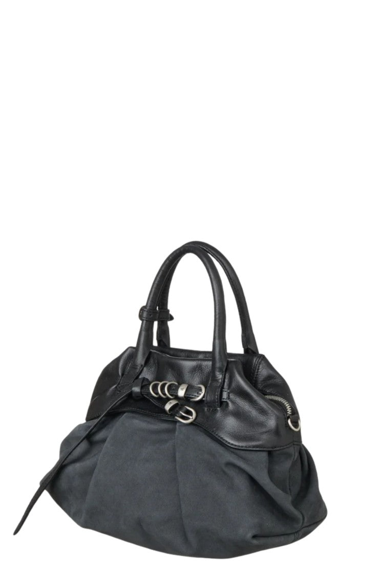 Margesherwood Black Soft Grandma Layered Leather Shoulder Bag