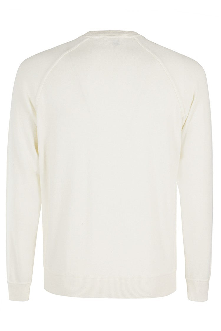 Filippo De Laurentiis White Wool & Cashmere Raglan Crewneck Sweater