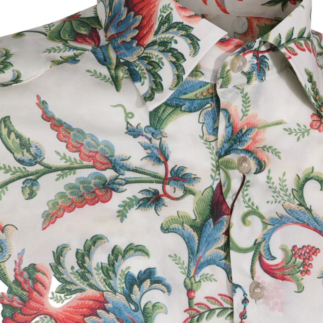Etro Tailored White Shirt With Floral Print