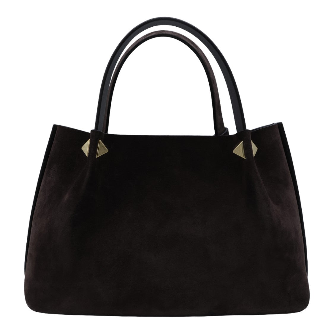 Valentino Garavani Structured Gold Accent Suede Handbag
