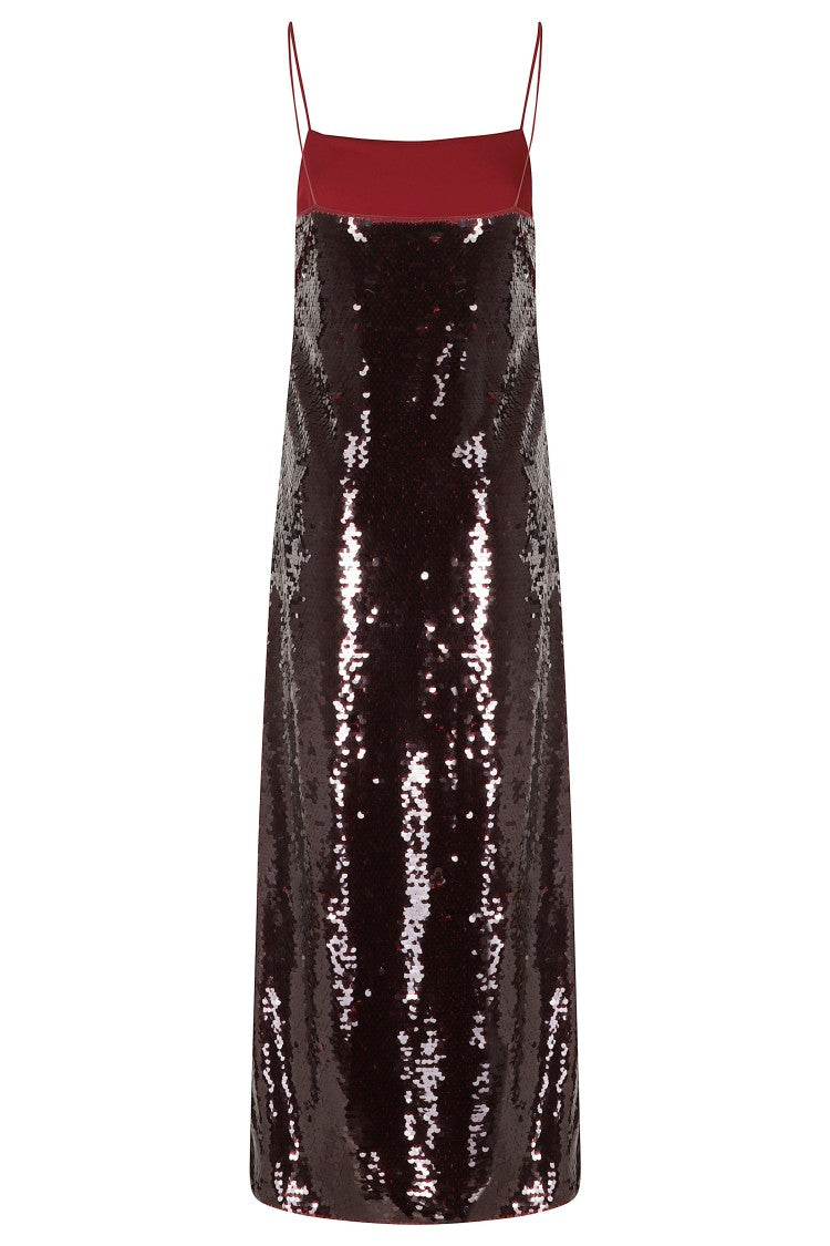 Alberta Ferretti Sequin-Embellished Spaghetti Straps Midi Dress
