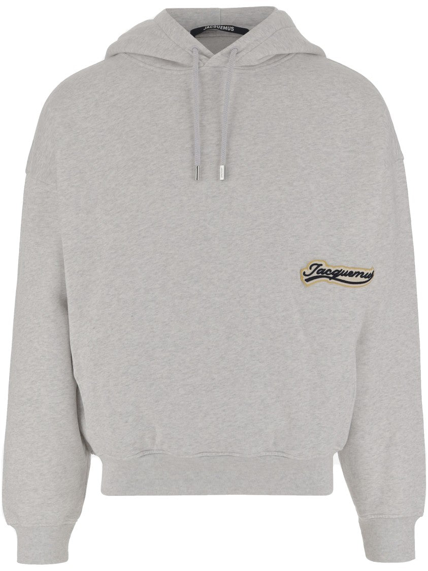 Jacquemus Drawstring Hood Cotton Sweatshirt With Varsity Patches