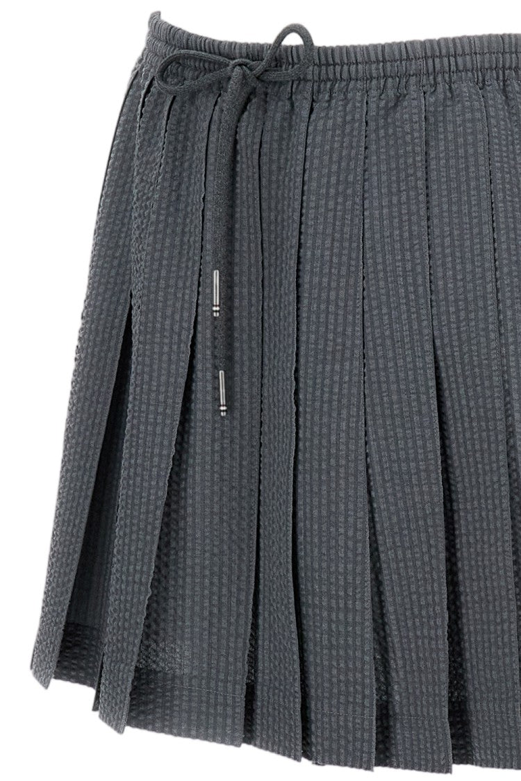 Thom Browne Pleated Mini Skirt With Seersucker Texture