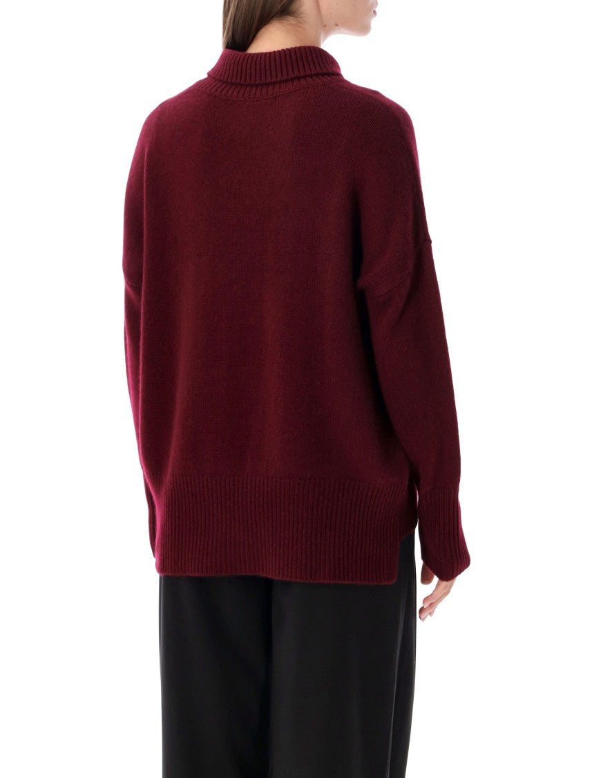 Lisa Yang Burgundy Heidi High-Neck Ribbed Sweater