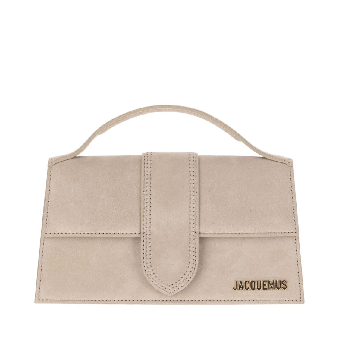 Jacquemus Structured Beige Leather Handbag With Gold Logo