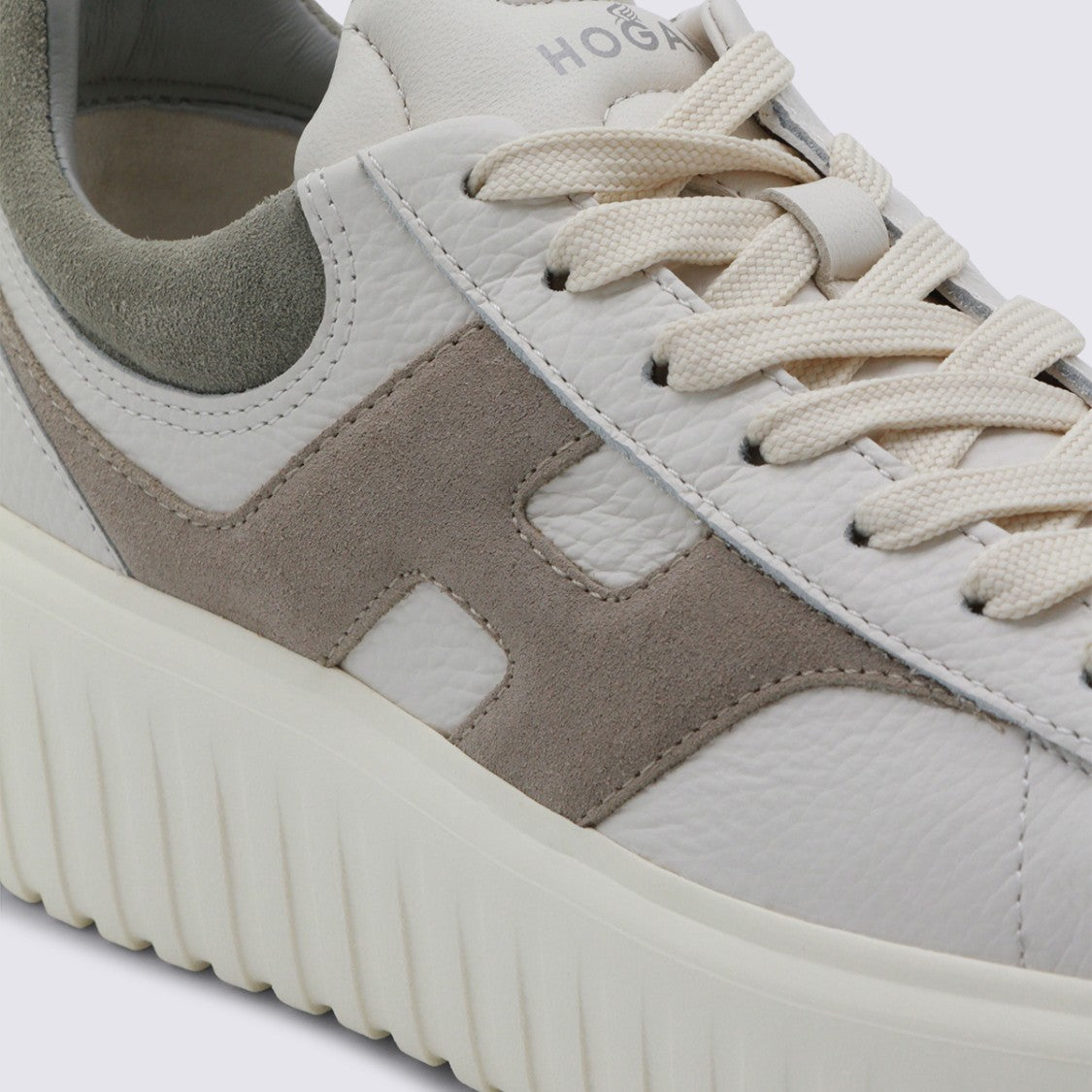 Hogan White And Beige Leather Sneakers