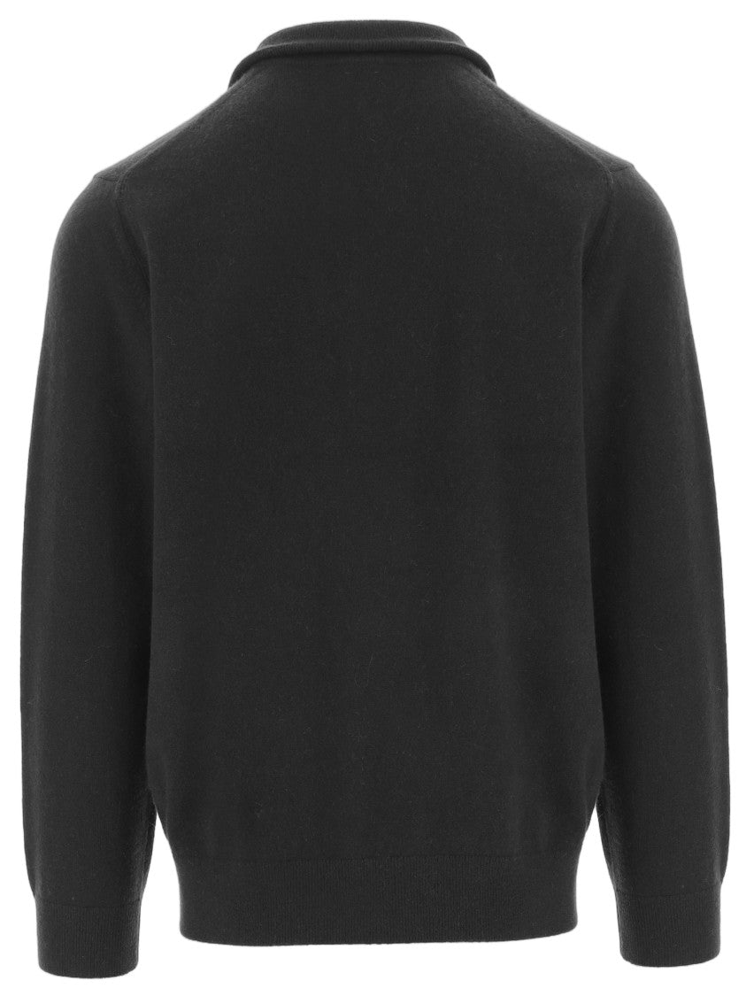 Vince Black Half-Zip Ribbed Cashmere Sweater