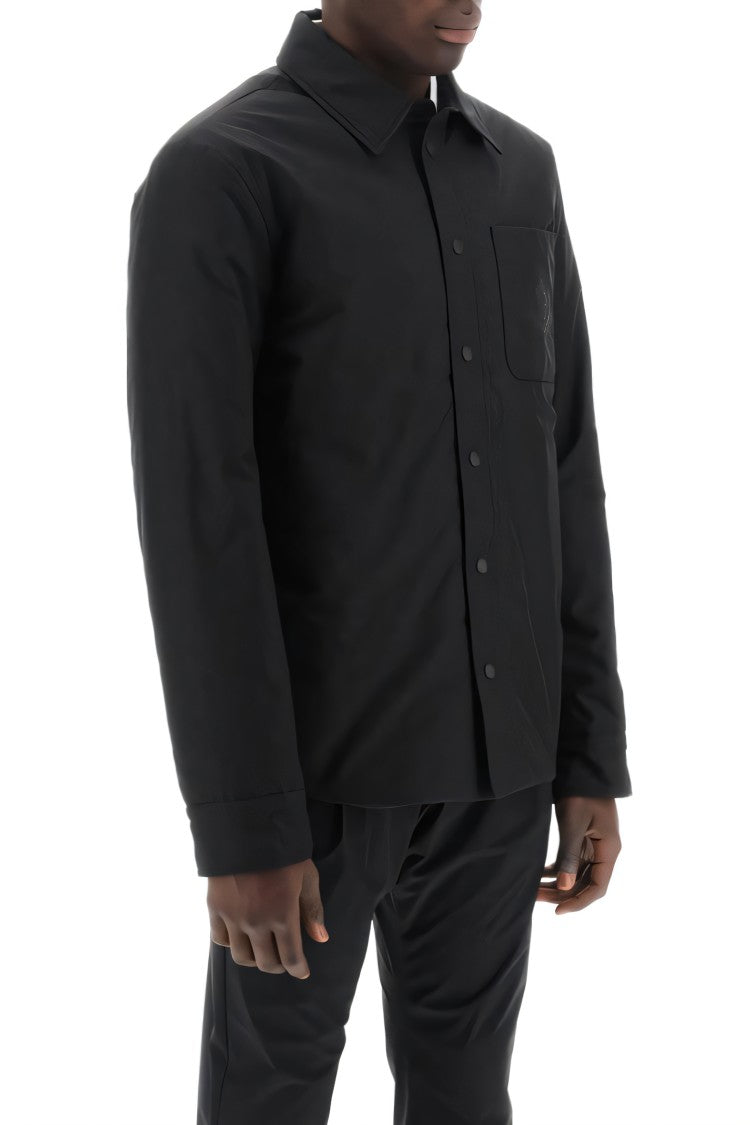 Moncler Classic Black Padded Shirt With Tailored Fit And Subtle Logo Embroidery