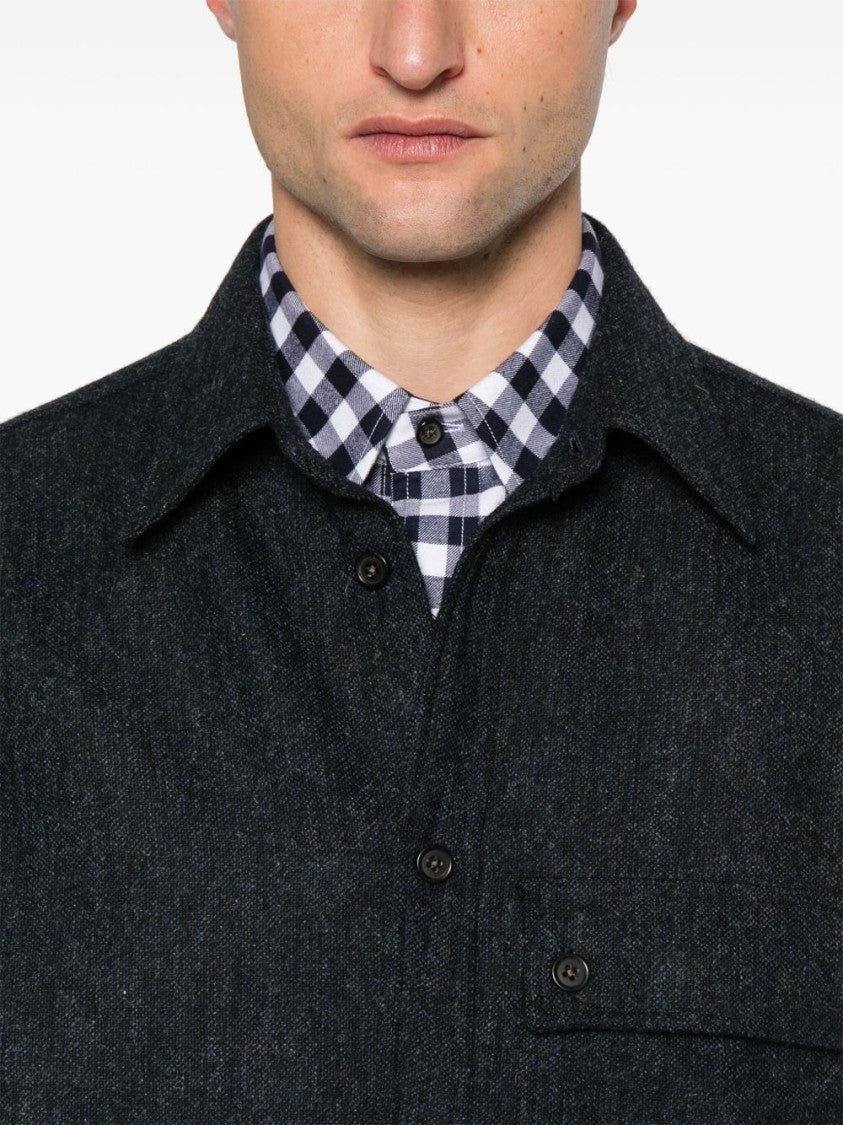 Thom Browne Midnight Blue Tweed Oversized Shirt