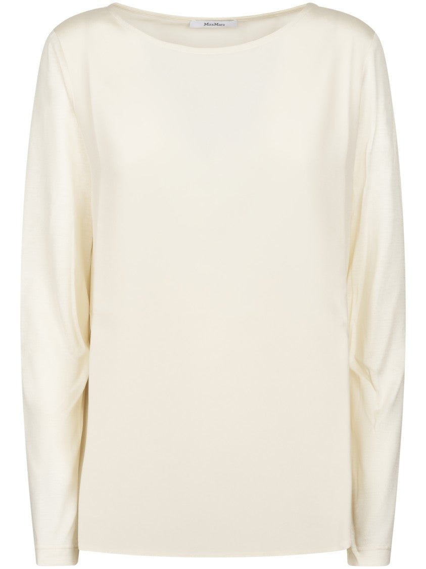 Max Mara Long-Sleeve Silk Top With Subtle Draping