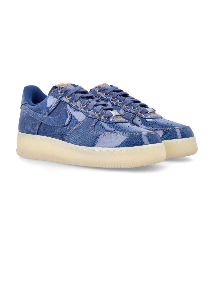Nike Air Force One Glossy Coated Denim Low-Top Sneakers
