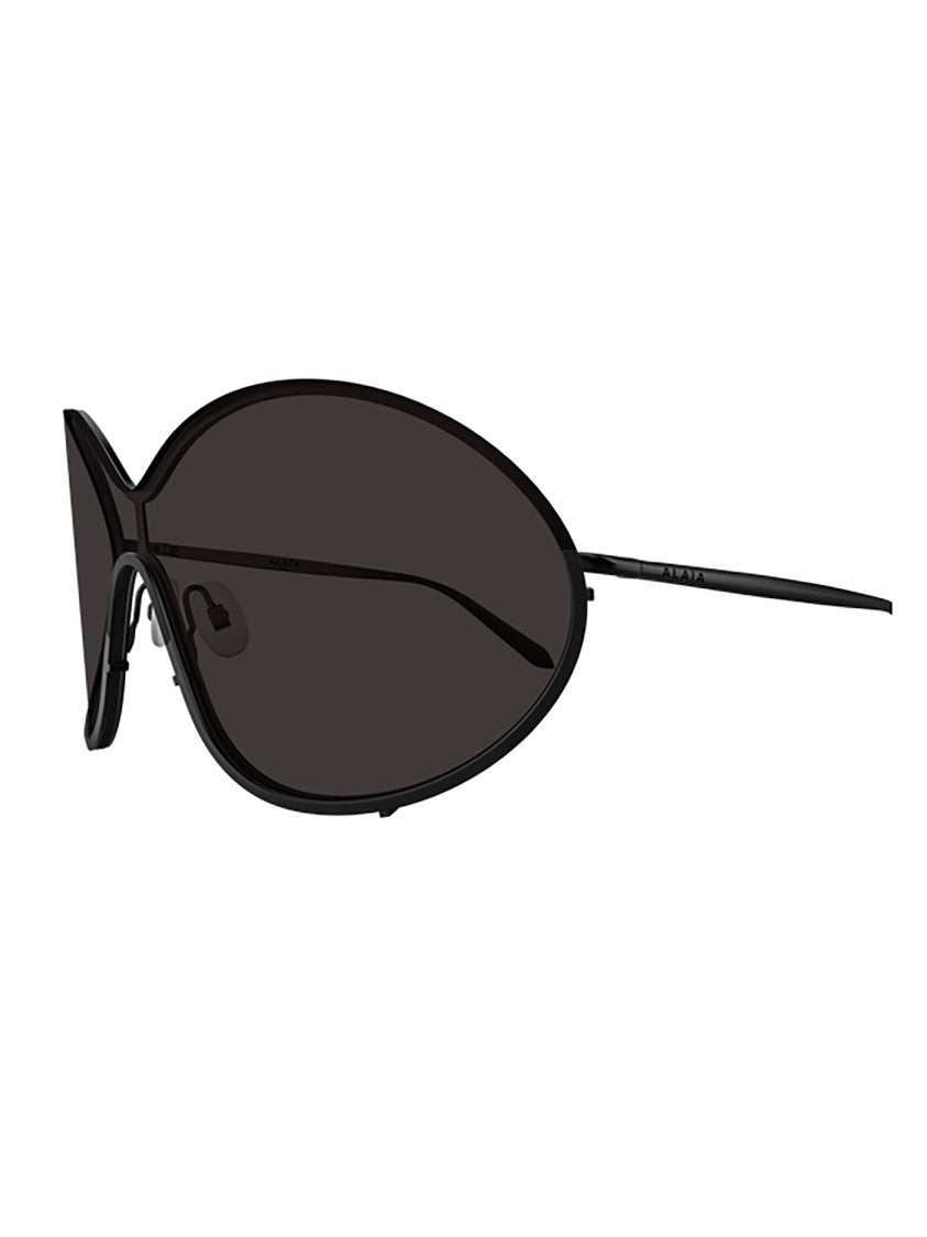 Alaïa Elongated Oval Metal Frame Sunglasses