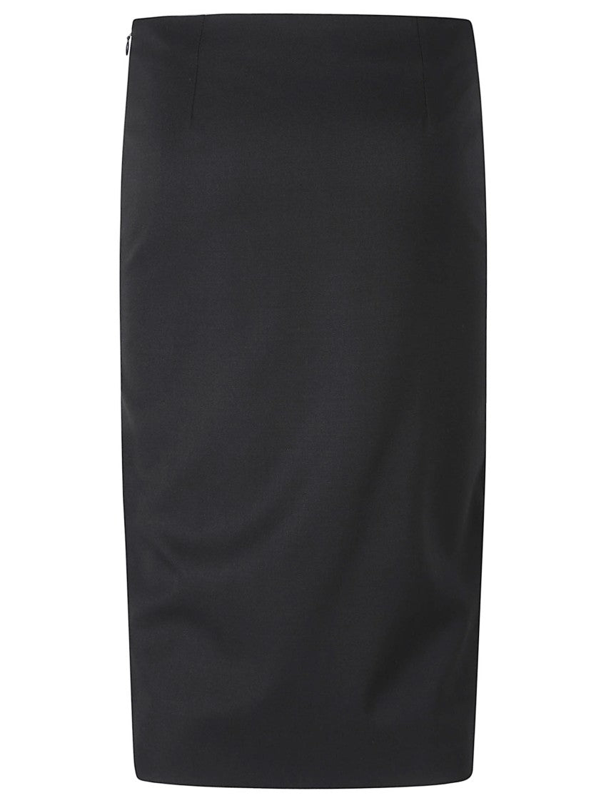 Alexander Mcqueen Black Grain De Poudre Pencil Skirt