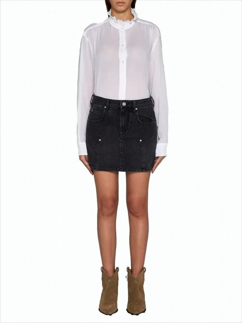 Isabel Marant Fitted Black Denim Mini Skirt