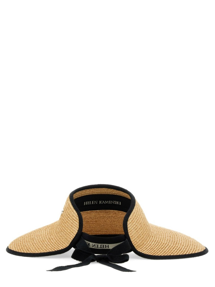 Helen Kaminski Wide-Brimmed Raffia Visor Hat With Adjustable Tie