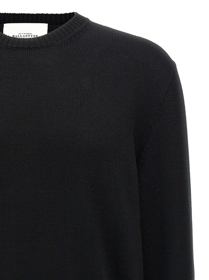 Ballantyne Crew Neck Merino Wool Sweater With Ribbed Cuffs