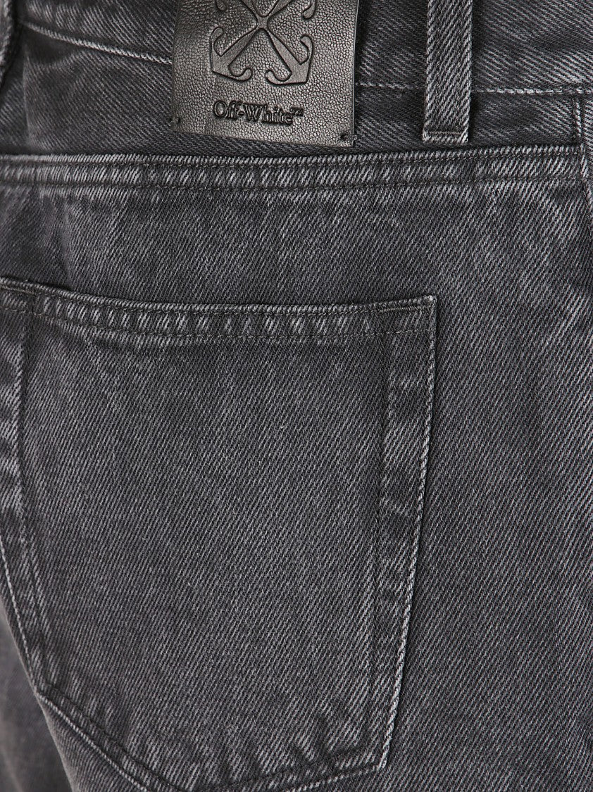 Off-White Washed Black Straight-Leg Denim Jeans