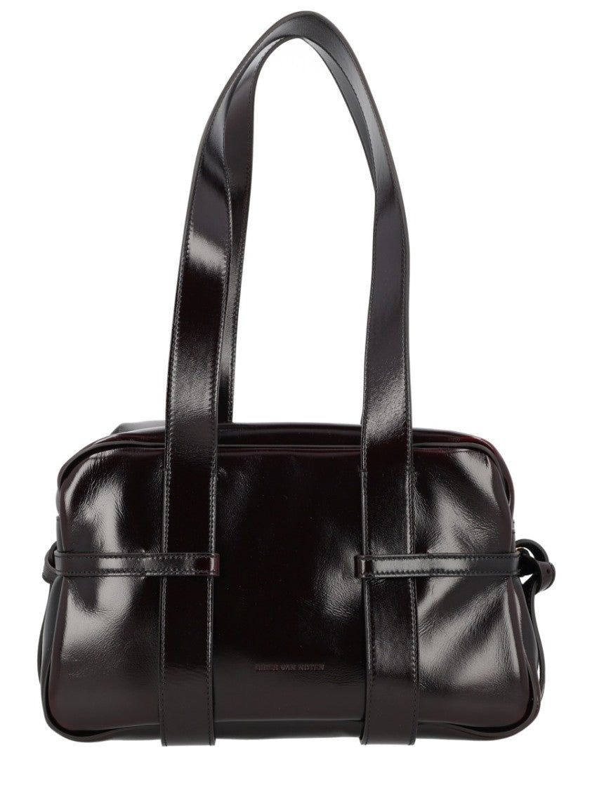 Dries Van Noten Brown Medium Rectangular Gold-Tone Leather Shoulder Bag