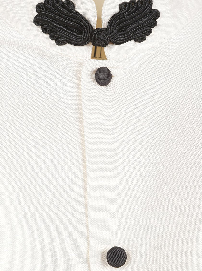 Valentino Garavani Silk Shantung Shirt With Mandarin Collar