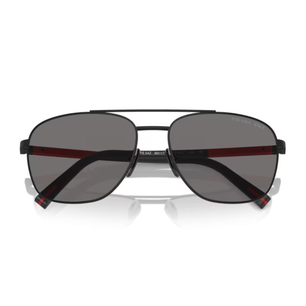 Prada Linea Rossa Ps 54Zs Pilot-Shape Matte Black Metal Sunglasses