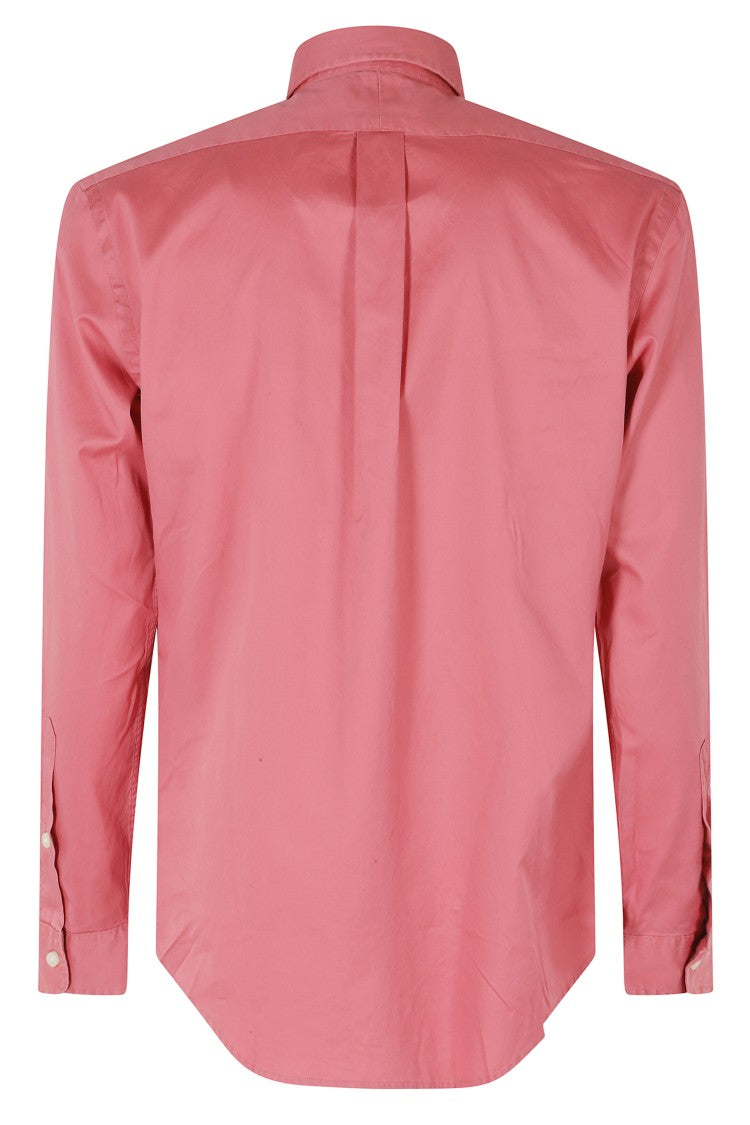 Polo Ralph Lauren Raspberry Embroidered Logo Button-Down Cotton Slim Shirt
