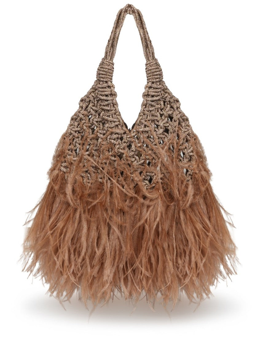 Hibourama Openwork Resin And Ostrich Feather Tote Bag