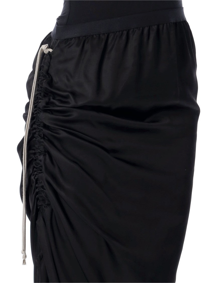 Rick Owens Edfu Long Ruched Black Skirt