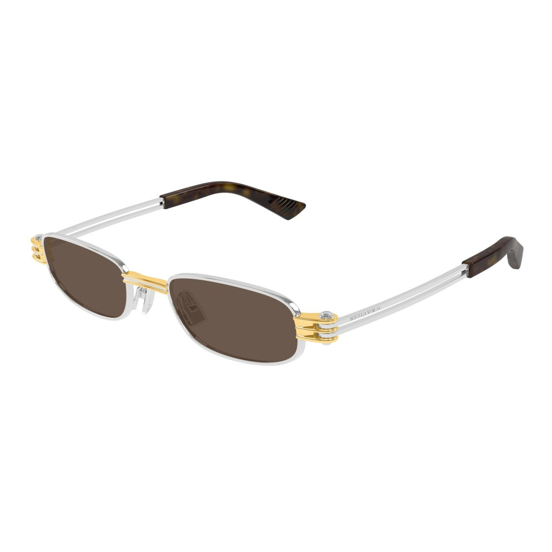Bottega Veneta Bv1381s Rectangular Silver Metal Sunglasses