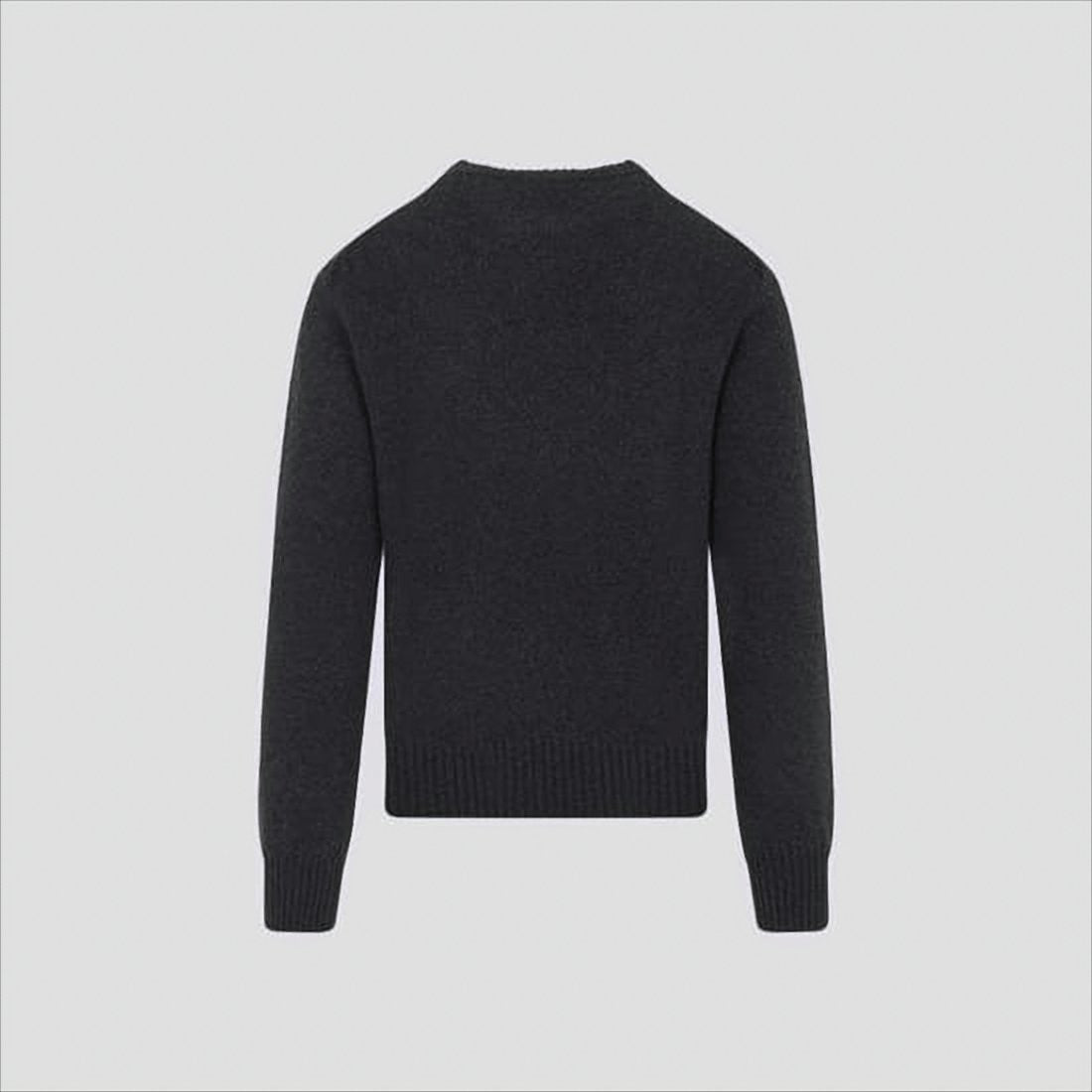 Ami Paris Crew Neck Grey Cashmere Blend Knit Sweater