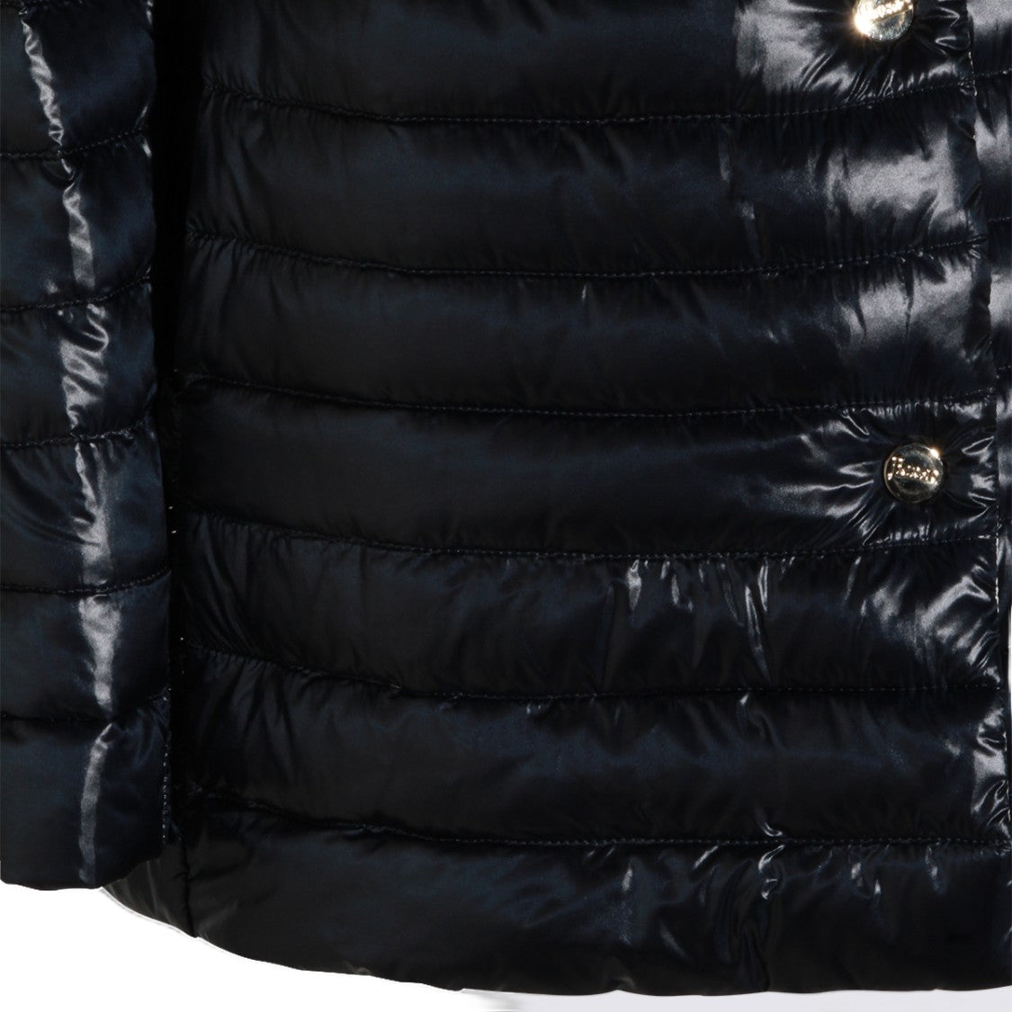 Herno Glossy Quilted Short Coat With Metallic Buttons