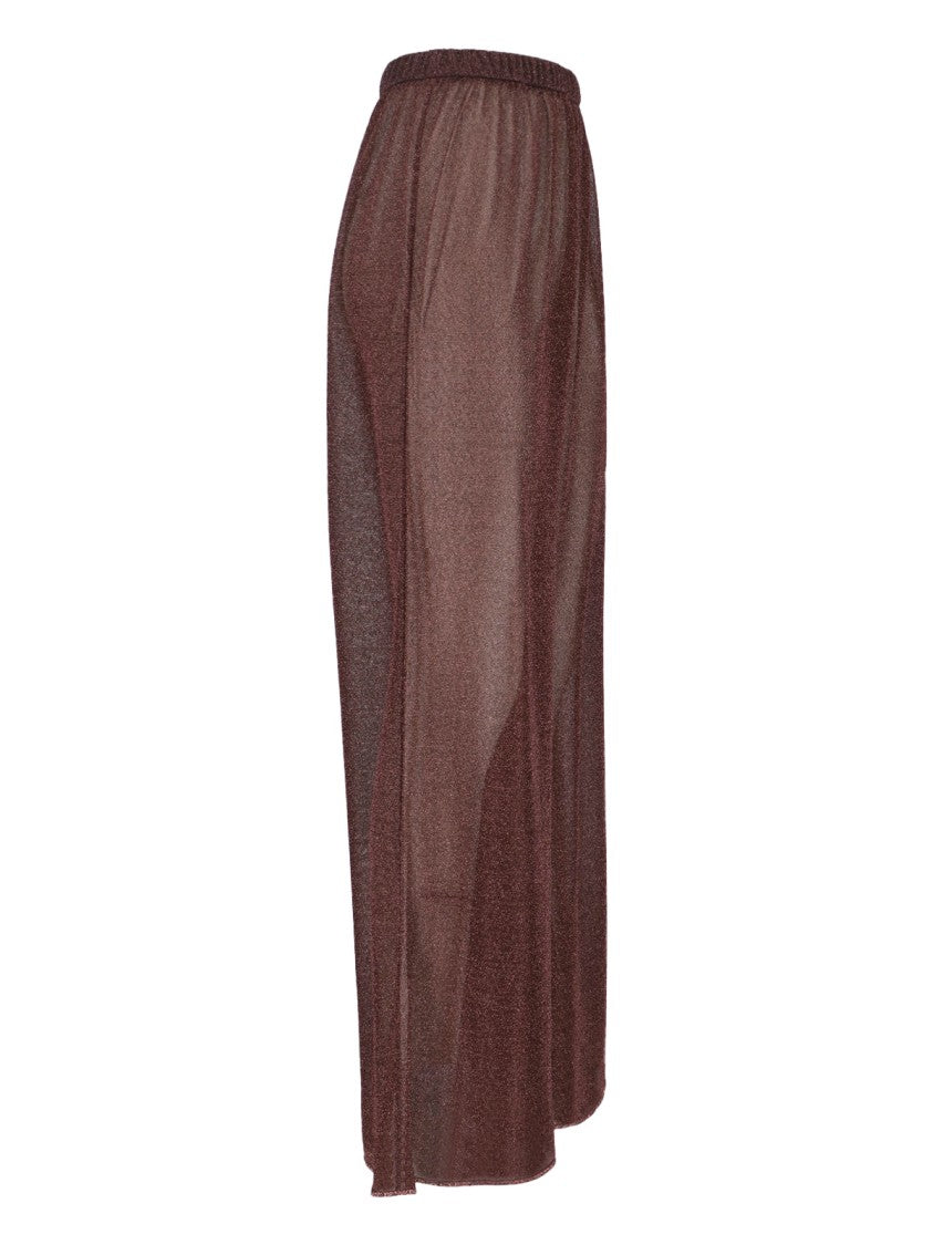 Oséree "Lumière" Trousers In Semi-Transparent Brown Metallic Fabric