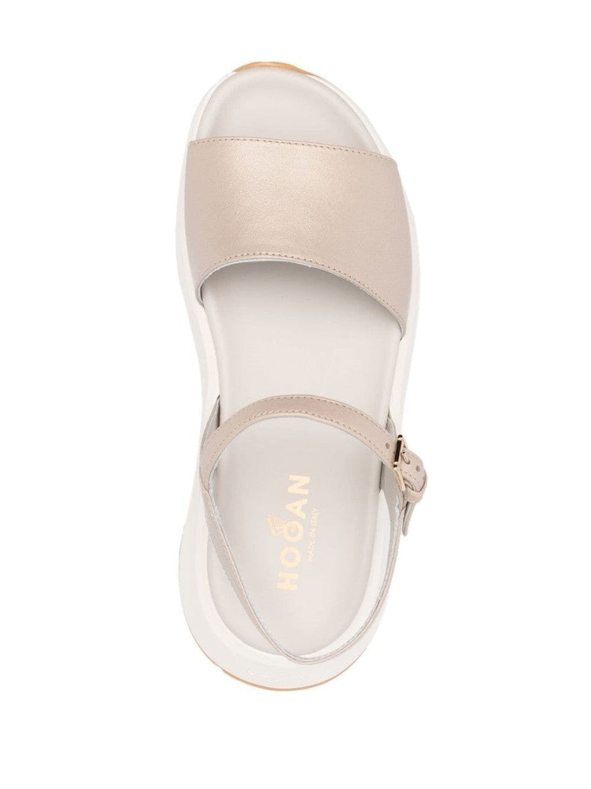 Hogan Open-Design Leather Sandals With Adjustable Ankle Strap