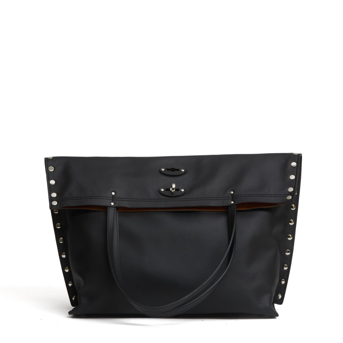 Zanellato Nikel Vitello Leather Medium Saeta Handbag